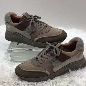 Frye Willow shearling gray low top leather sneakers 11M